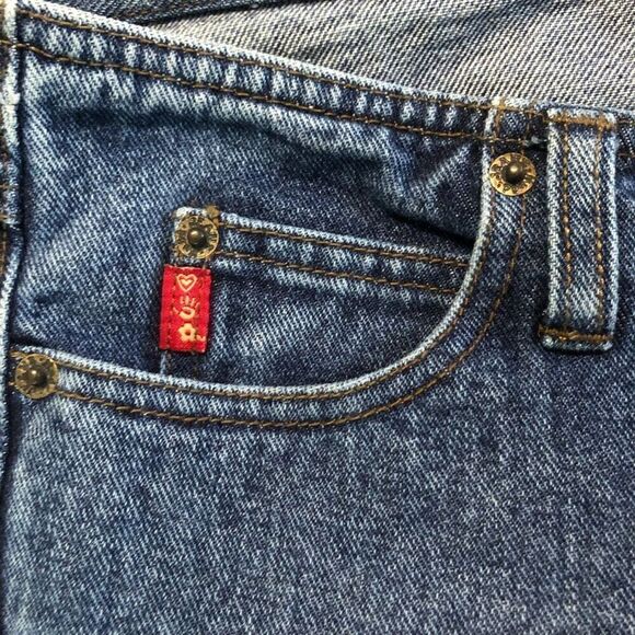 y2k mudd flare jeans low rise medium wash size 9 100% cotton 30.5 inseam - Picture 6 of 11